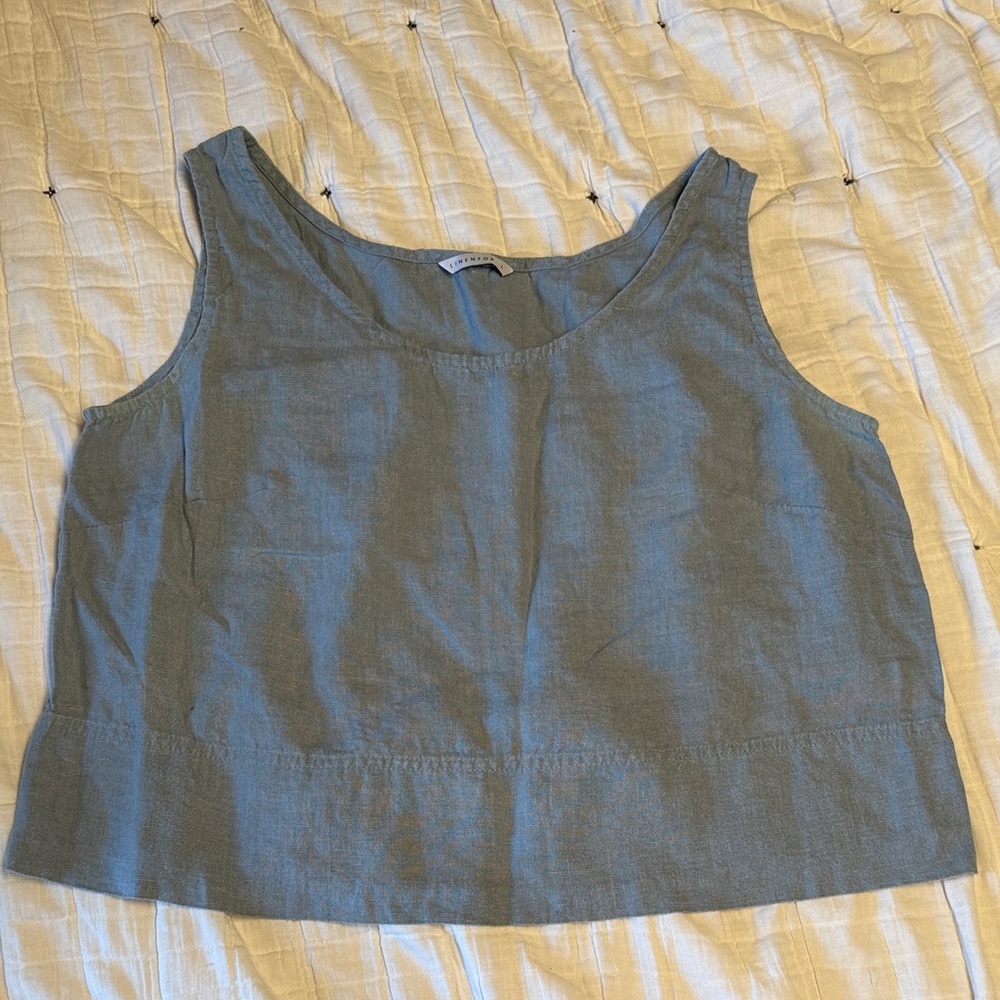 Linenfox blue Gray Linen Tank Top